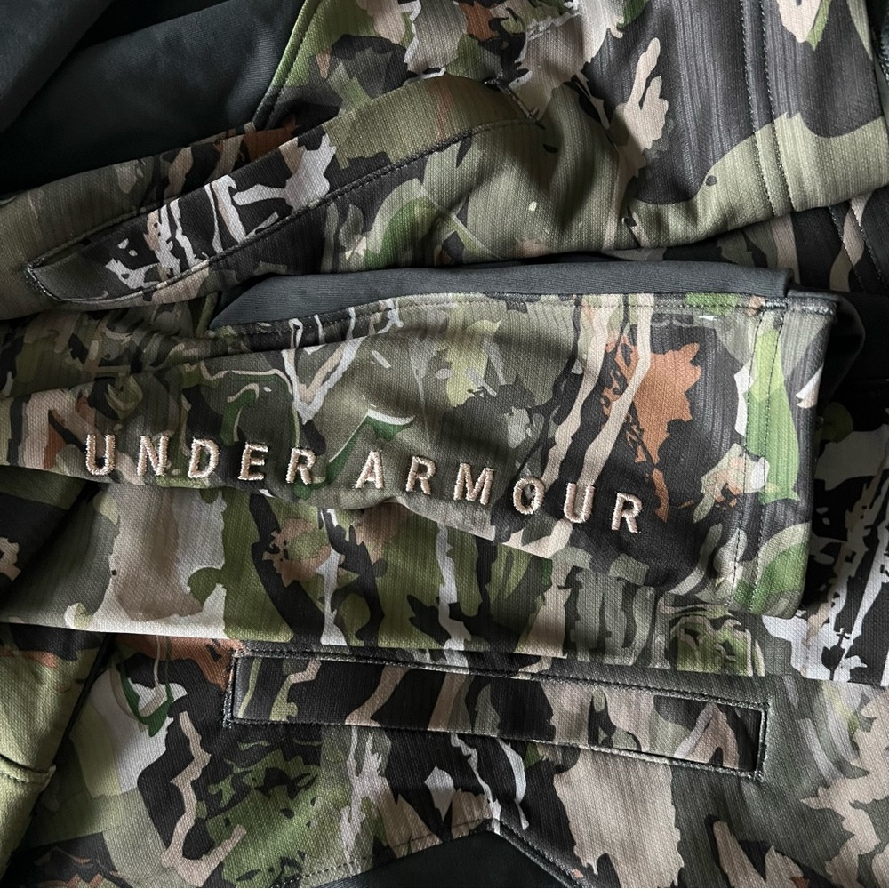 Under Armour Forest Camo Fleece Liner Sweatshirt 1/4 Zipper Size XL - Picture 4 of 13
